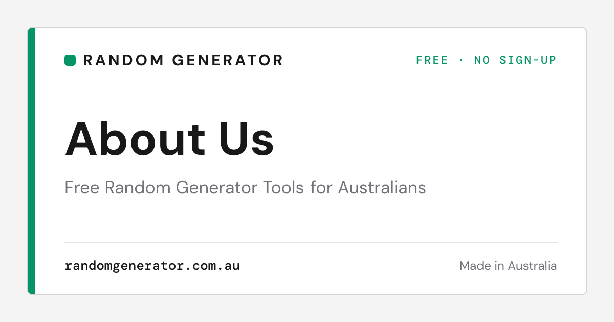 About Us: Free Random Generator Tools for Australians